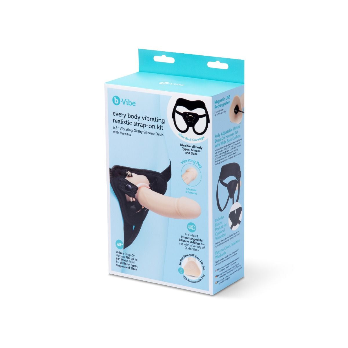 b-Vibe Every Body (Black) – Vibrating Realistic Strap-On Kit with 6.5 Inch Dildo