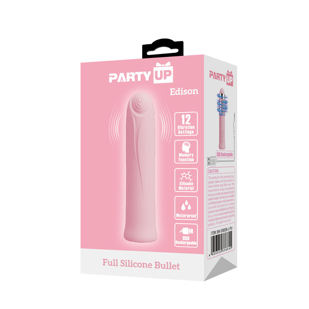Party Up Edison (Black) – USB Rechargeable 10.3 cm Bullet Vibrator