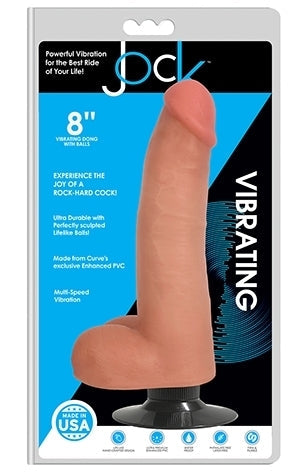 Jock 8 Inch Vibrating Dong With Balls in Vanilla