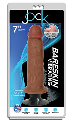 Jock 7 Inch Bareskin Vibrating Dong No Balls Latte Color