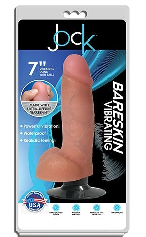 Jock 7 Inch Bareskin Vibrating Dong with Balls Vanilla