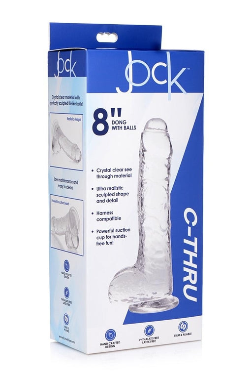 JOCK C-Thru 8 Inch Clear Dong with Balls