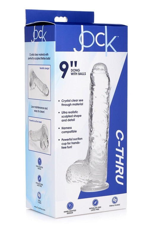 JOCK C-Thru 9 Inch Clear Dong with Balls
