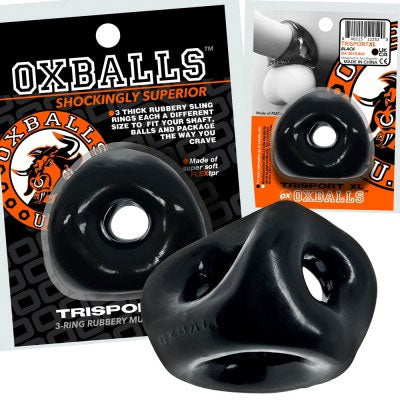 OXBALLS TRI-SPORT XL Thicker 3-Ring Cocksling Black – Enhanced Comfort and Superior Support