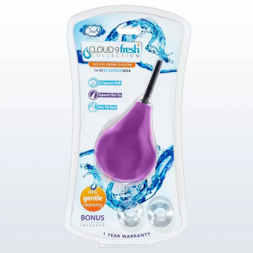 Cloud 9 Fresh and Deluxe Anal Enema Bulb With Soft Tip and C-Rings – 7.6oz Douche