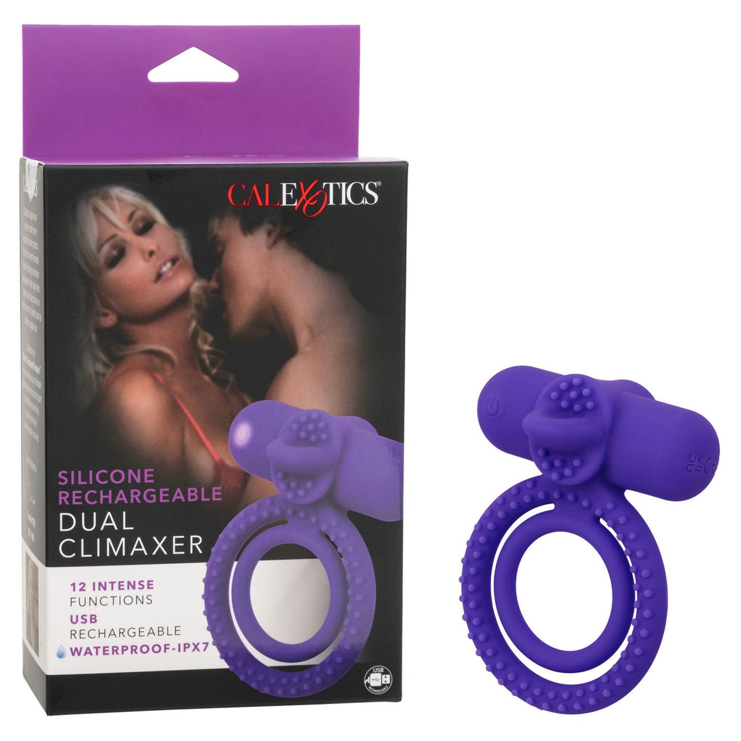 Silicone Dual Climaxer Vibrating Couples Enhancer Purple Waterproof Rechargeable