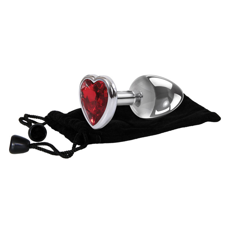 Adam & Eve Red Heart Small Metallic Butt Plug – 7.1 cm Anal Plug