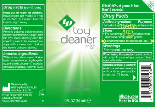 ID Toy Cleaner Mist – Alcohol-Free Toy Cleaner Spray 1 Oz