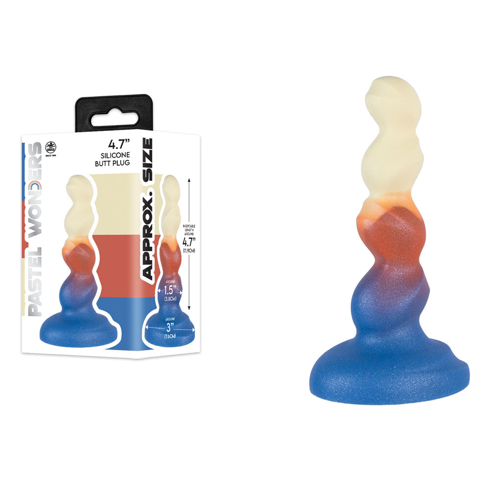 Pastel Wonders Silicone Butt Plug – 11.9 cm Sculpted Triple-Bulb Design