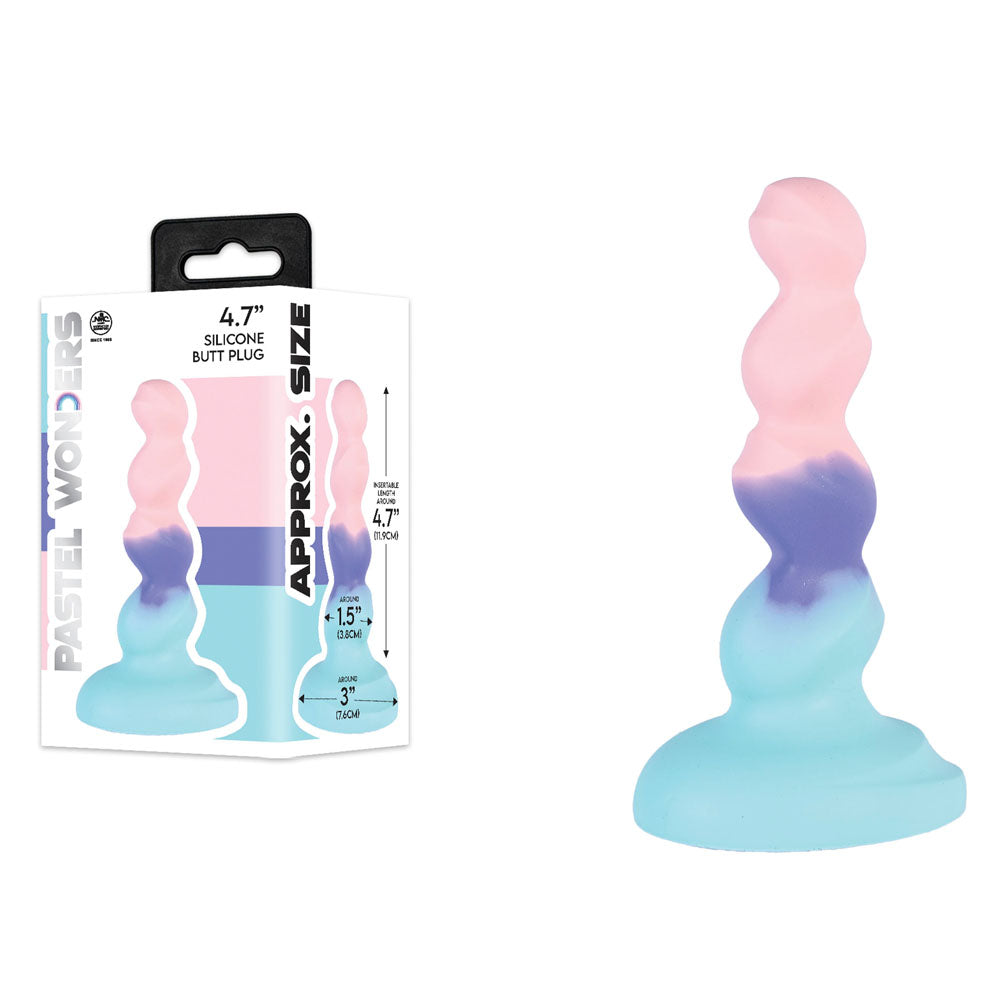 Pastel Wonders Swirl (Pink Purple Blue) – Silicone 11.9 cm Butt Plug