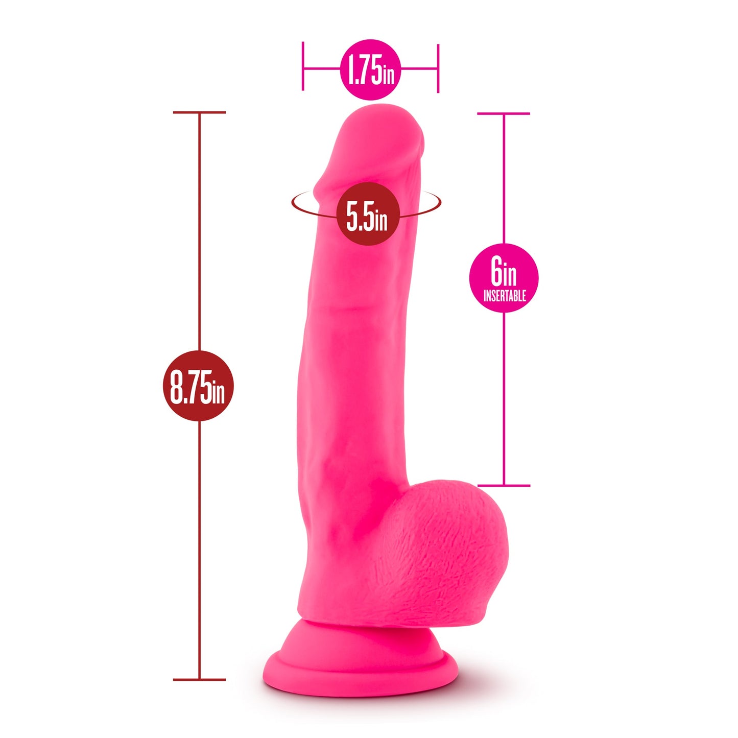 Ruse Shimmy Hot Pink Dong 6 Inch Insertable Pleasure Toy
