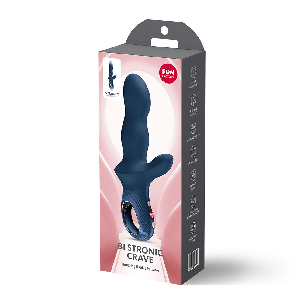 Fun Factory Bi Stronic Crave (Nightblue) – USB-C Rechargeable 21cm Thrusting Vibrator