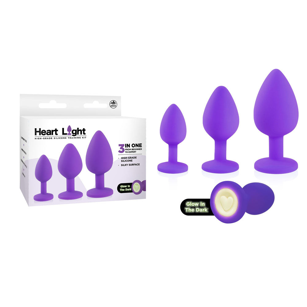 Heart Light Glow in the Dark (Pink) – Silicone Butt Plug 3 Inch