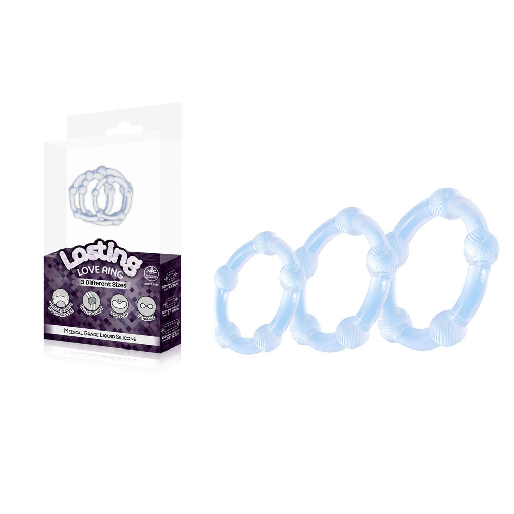 Lasting Love Ring 3 Piece Set - Silicone Cock Rings - Clear