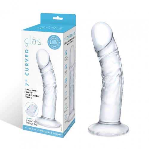 Glas 7 Inch Curved Realistic Glass Dildo with Veins