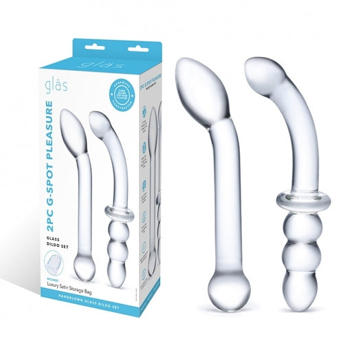 Glas 6 Inch 2Pc G-Spot Pleasure Dildo Set Clear Glass