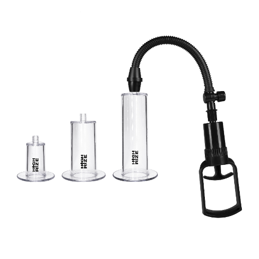 High Rize Transmasc Pump with 3 Clear Cylinder Sizes and Black Trigger Handle