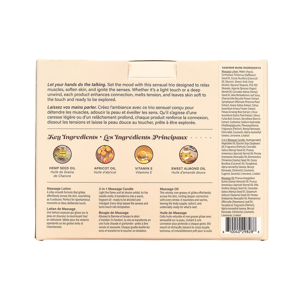 Hemp Seed Tranquility Trio Kashmir Musk – 3-Piece Scented Massage Kit