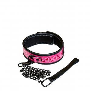 Sinful Collar (Pink) – Adjustable Vinyl Bondage Collar