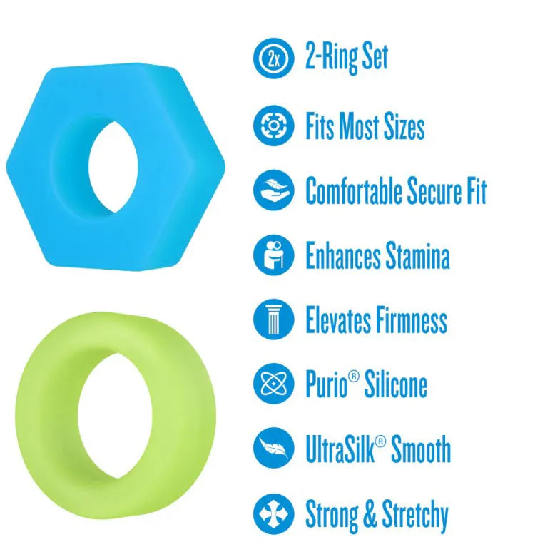 Performance Plus Flash Glow in the Dark – Premium 2-Ring Set Cock Ring