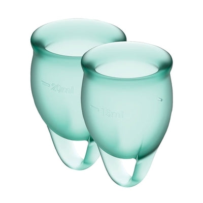 Satisfyer Feel Confident (Dark Green) – Medical Grade Silicone Menstrual Cup Kit 15ml and 20ml Reusable