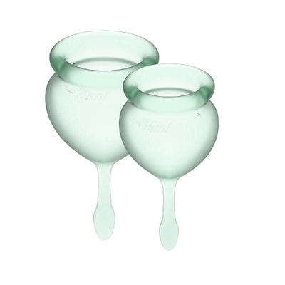 Feel Good Medical-Grade Silicone Reusable Menstrual Cup Set - Light Green