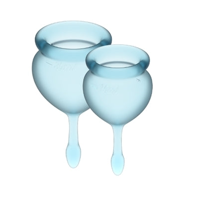 Satisfyer Feel Good Menstrual Cup Light Blue Set of 2 Cups 15ml and 20ml Medical Grade Silicone