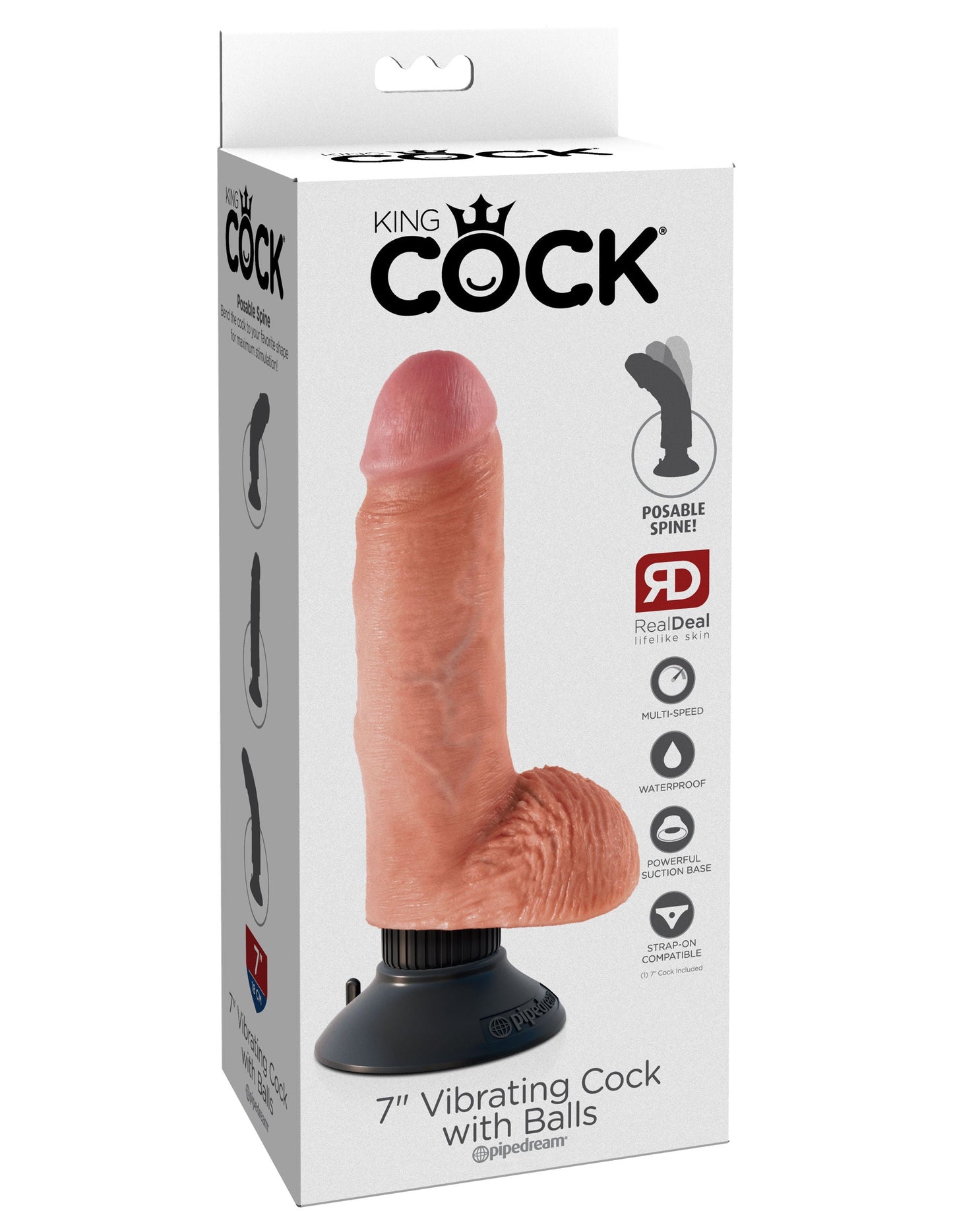 King Cock 7 Inch Vibrating Cock With Balls (Flesh) – Vibrator