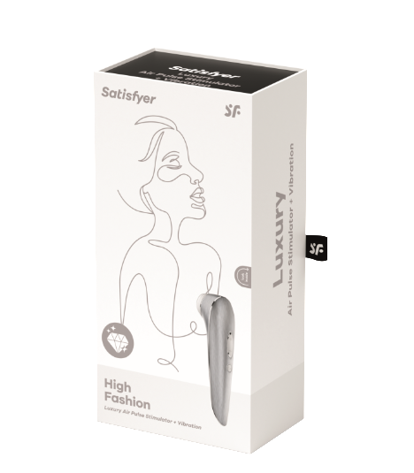 Satisfyer High Fashion Grey Luxury Air Pulse Stimulator with Vibration in Brushed Aluminium