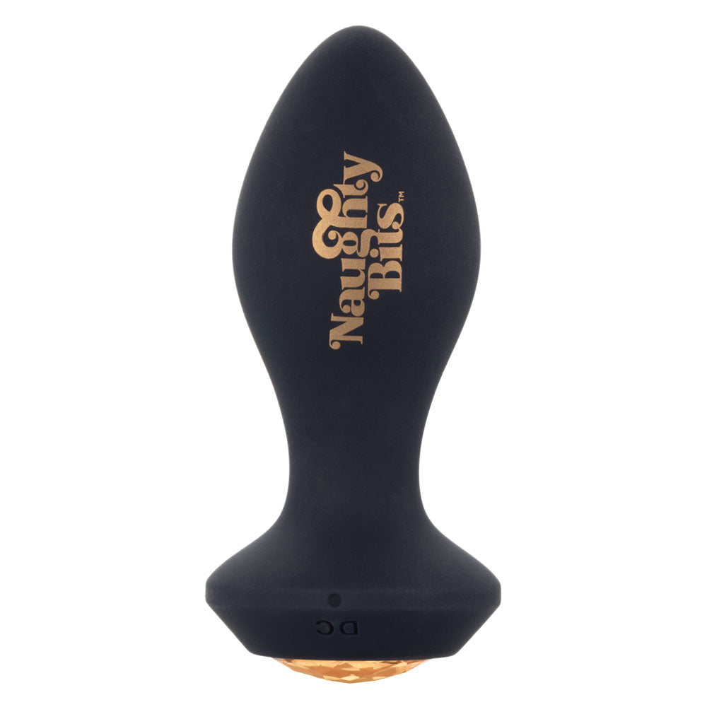 Naughty Bits Shake Your Ass Petite Black Vibrating Butt Plug with Gemstone Button