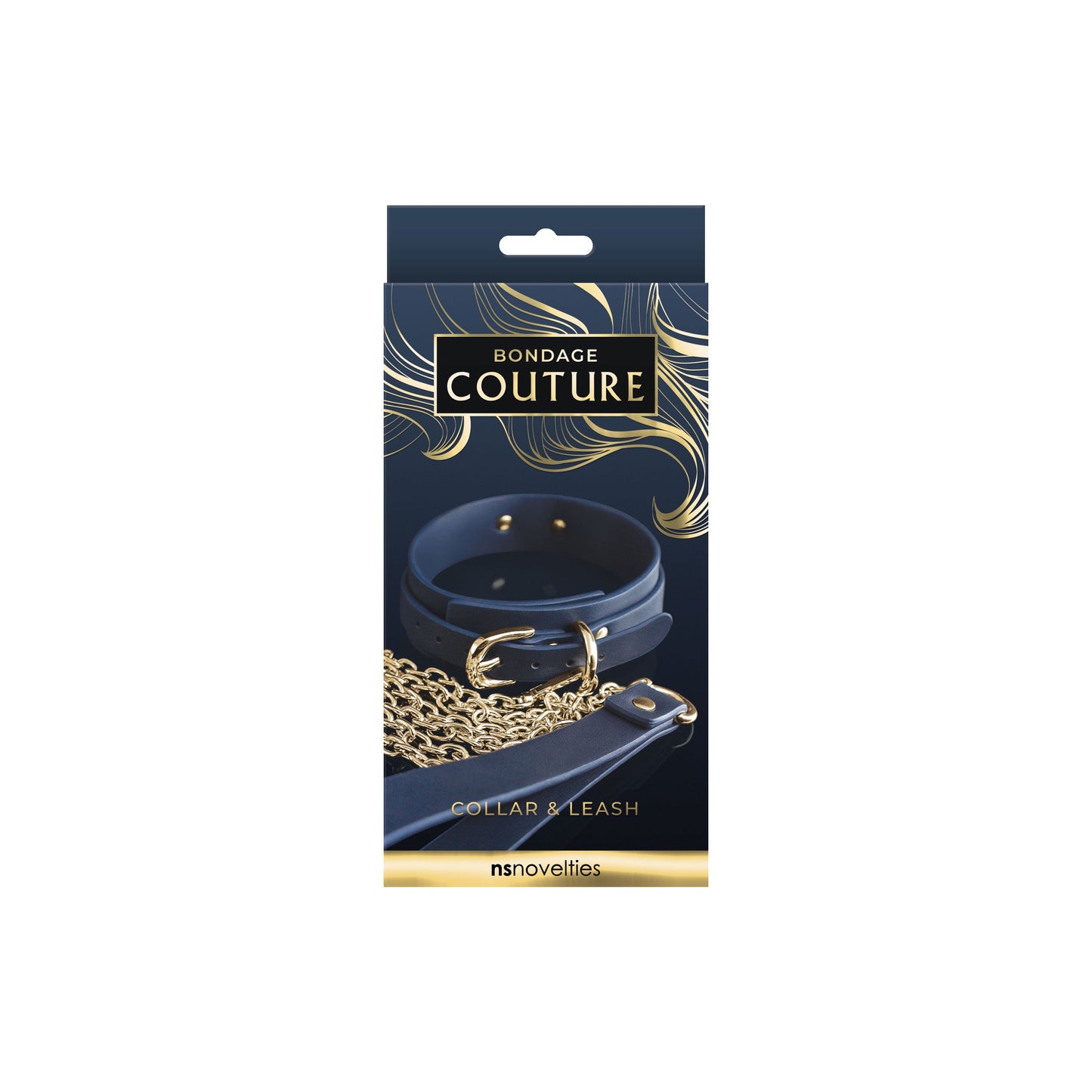 Bondage Couture Collar and Leash (Blue) – Luxury Accessory Collar 18.23 Inch x 1.22 Inch