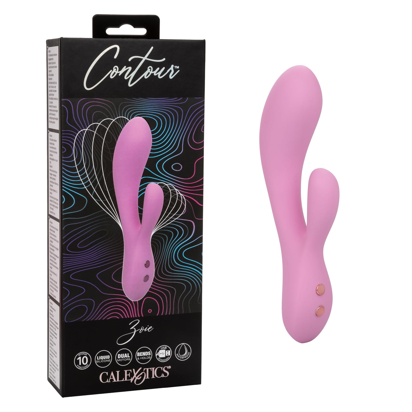 Contour Zoie Pink Flexible Dual Massager with 10 Vibration Functions and Silicone Design