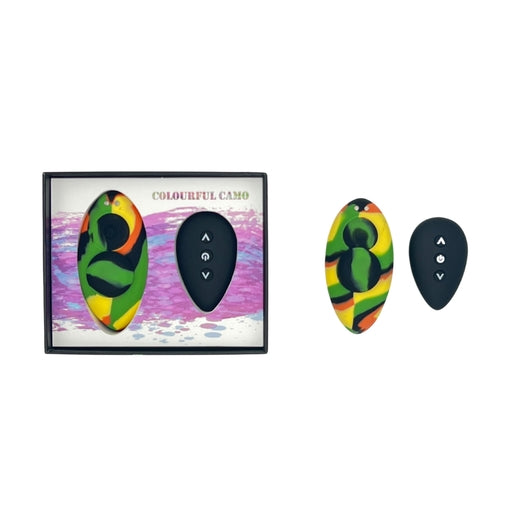 Colourful Camo Remote Control Panty Vibe Yellow Medical Grade Silicone Splashproof with Multi Vibrations