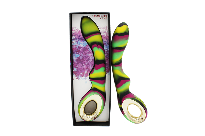 Colourful Camo Magic Vibrator Green Soft Silicone G-Spot Stimulator with Double Motors and Waterproof Design