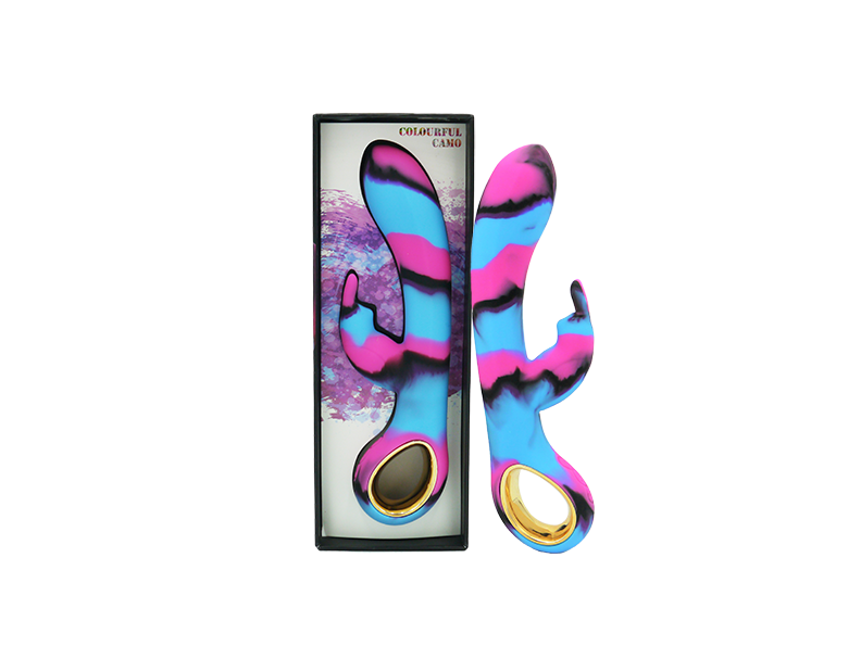 Colourful Camo Dini Vibrator Blue with Heating and Ergonomic Design