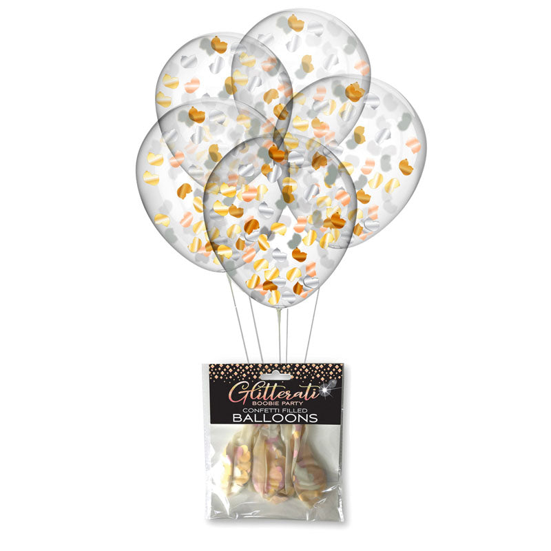 Glitterati Boobie Confetti Balloons Set of 5 Adult Party Supplies