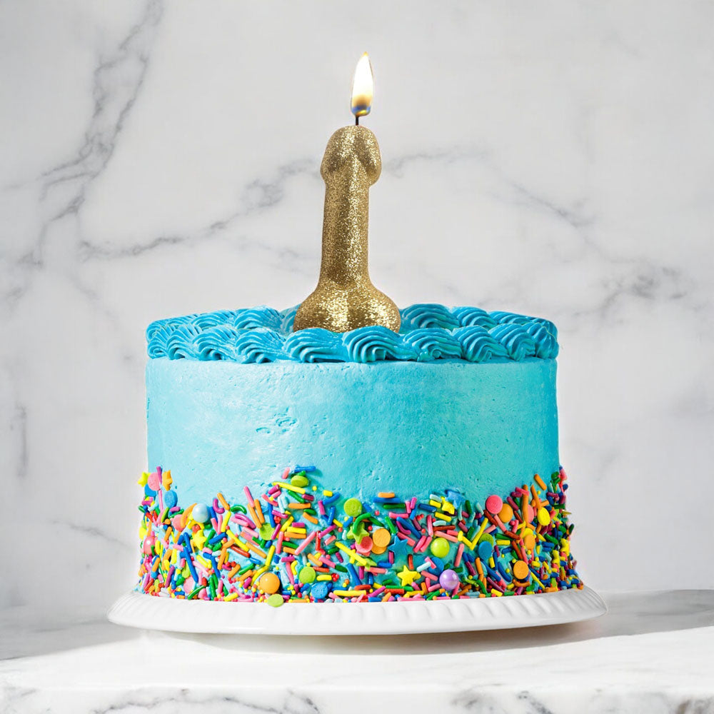 Glitterati Gold Glitter Penis Candle 10 cm Fun Party Accessory