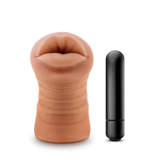 M for Men Isabella Mocha Realistic Vibrating Male Stroker Sleeve