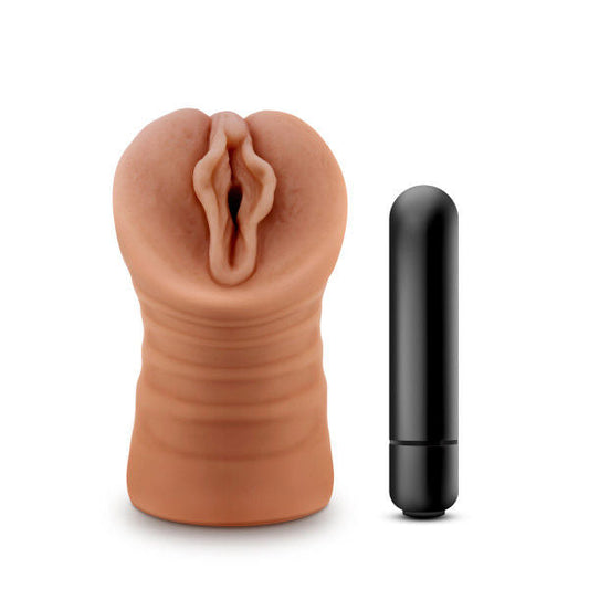 M for Men Sofia Mocha Vibrating Male Masturbation Sleeve