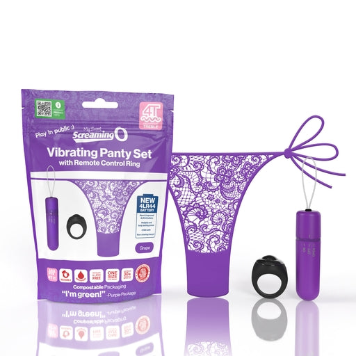 Vibrating Panty Set W/ Remote Ring 4t High Pitch Treble (Grape)
