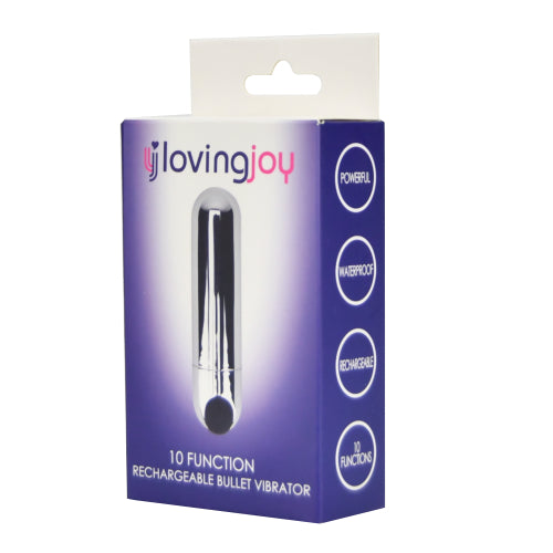 Loving Joy 10 Function Rechargeable Bullet Vibrator (Silver)