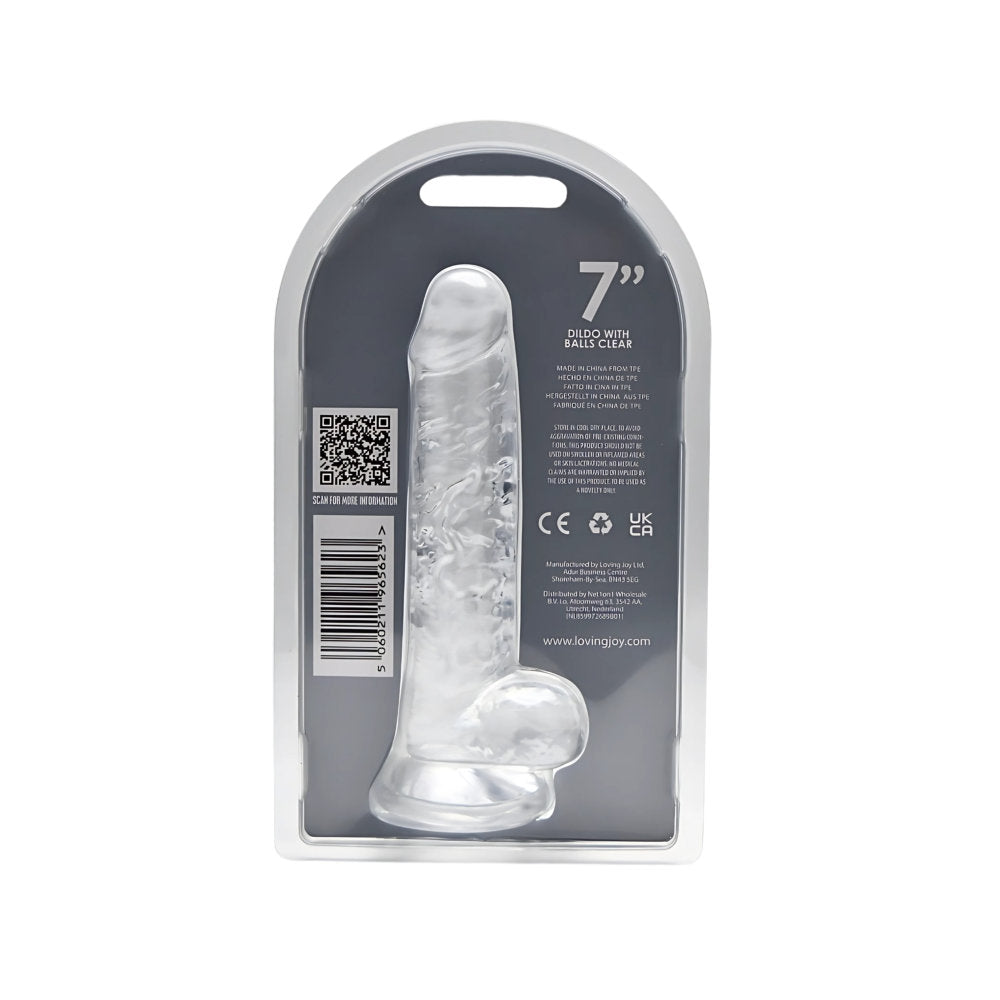 Loving Joy 7.5 Inch Clear Dildo with Balls – Realistic Suction Cup Dildo 7.5 Inch Length 1.4 Inch Diameter