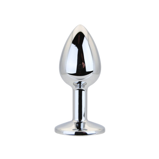 Toosh Silver Metal Butt Plug Small (Clear Stone) – Smooth Small Butt Plug > Anal Range > Jewel Butt Plugs