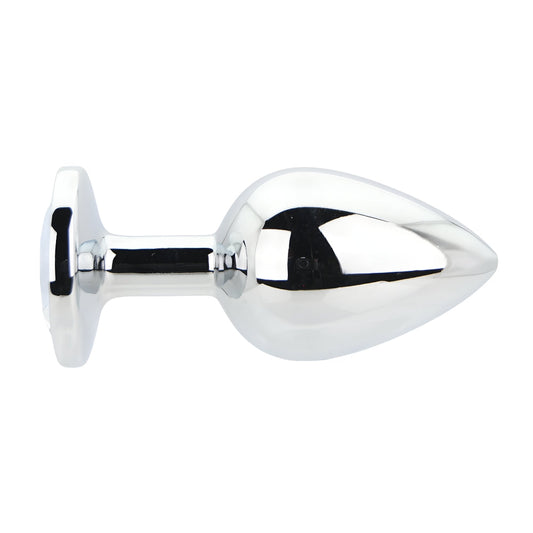Toosh Silver Large Metal Butt Plug with Clear Stone Jewel