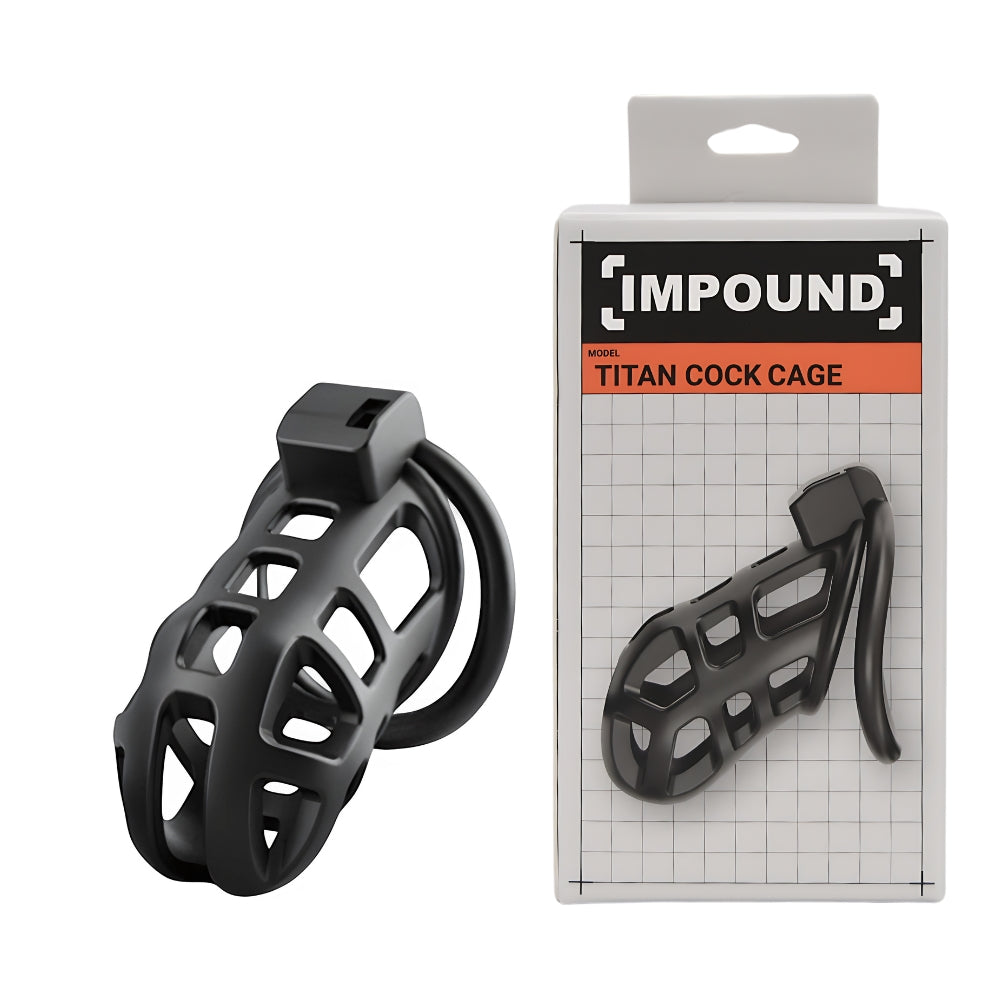 Impound Titan (Black) – Chastity Cage with Multiple Base Rings