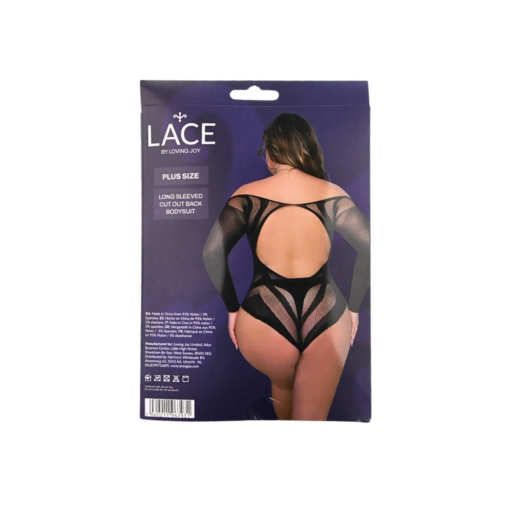 Loving Joy Plus Size Long Sleeved Cut Out Back Bodysuit – Lingerie