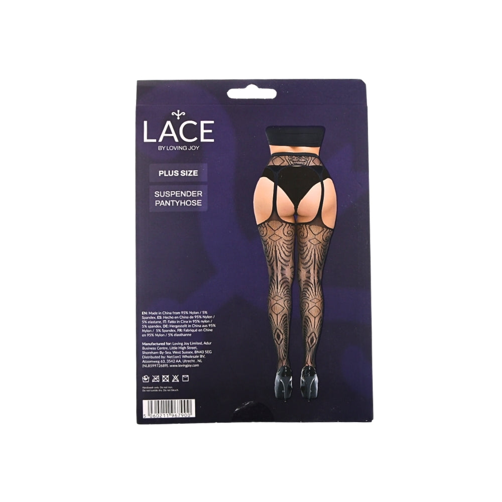 Lace by LJ Plus Size Suspender Pantyhose – Stretchy Lace Tights