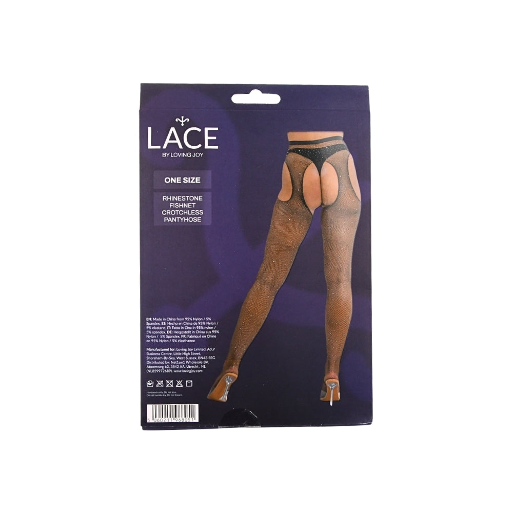 Lace by LJ Rhinestone Fishnet Crotchless Pantyhose – Women's Hosiery