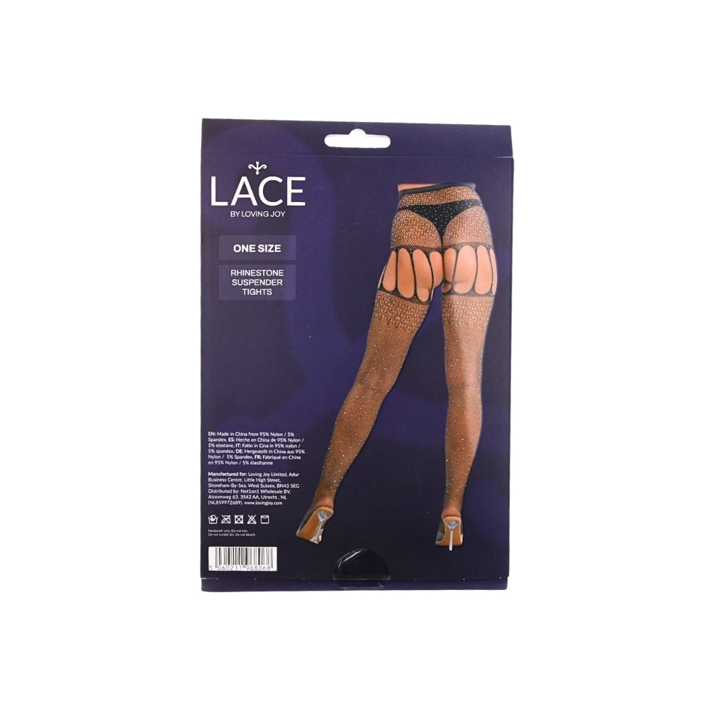 Lace by LJ Rhinestone Suspender Tights