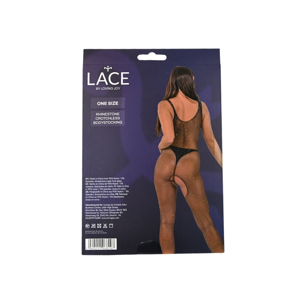 Lace by LJ Rhinestone Crotchless Bodystocking – Lingerie